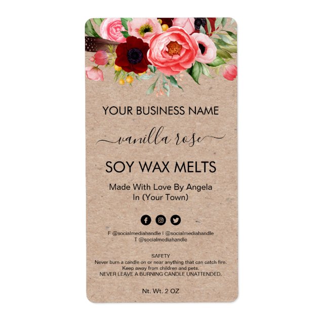Étiquettes Floraux Pour L'Emballage De Soy Melt (Devant)