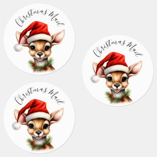 Étiquettes Funny Reindeer Moderne Mignonne Noël