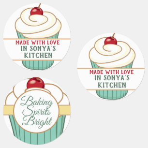 Étiquettes Gâteau Cupcake Personnalisé Fait Avec Amour