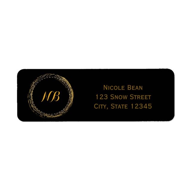 Étiquettes Gold Foil et Black Sparkle Glamor Circl (Devant)