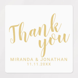 Étiquettes Gold Modern Script Wedding Favoriser le Merci Étiq