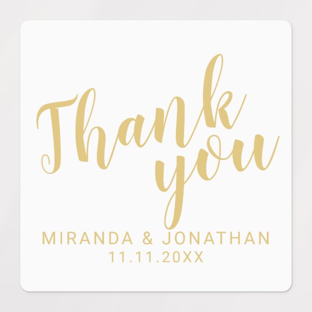 Étiquettes Gold Modern Script Wedding Favoriser le Merci Étiq (Design 1)