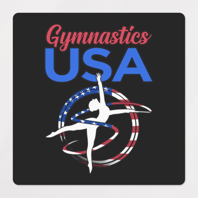 Étiquettes Gymnastique États-Unis Drapeau Gymnaste Gymnastiqu (Design 1)
