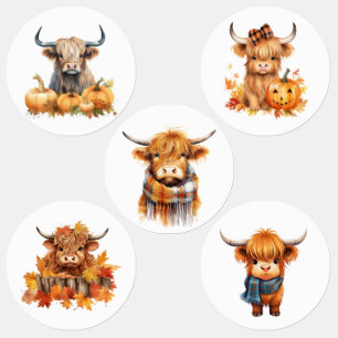 Étiquettes Halloween Highland Cow automne