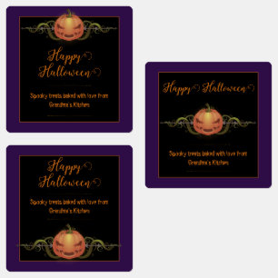 Étiquettes Halloween Jack-o-lanterne effrayant Violet
