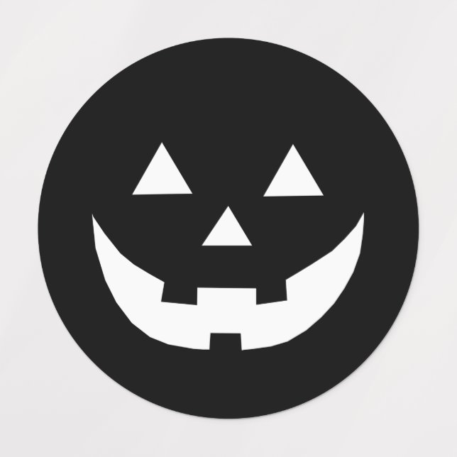 Étiquettes Halloween noir blanc Jack-o'-lantern visage citrou (Design 1)