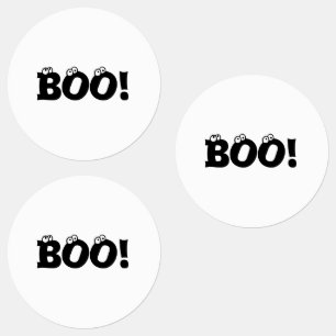 Étiquettes Halloween Scary Boo ! globes oculaires noir autoco