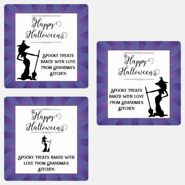 Étiquettes Halloween sorcière violette Starburst (Groupe)