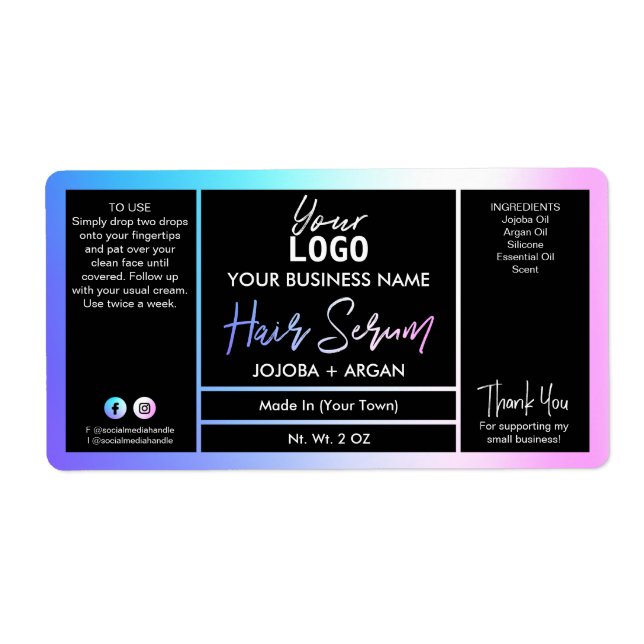 Étiquettes Holographiques Série De Cheveux Rose Et (Devant)