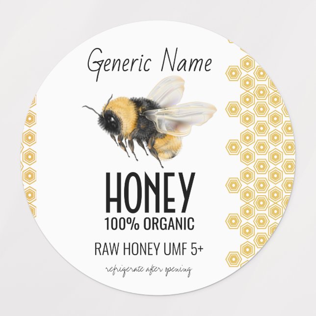 Étiquettes Honeybee Honeycomb Honey (Design 1)