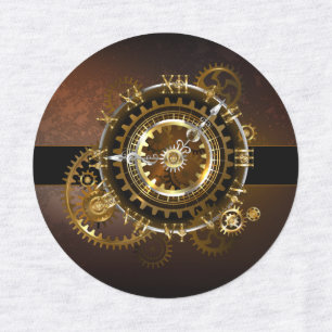 Étiquettes Horloge Steampunk avec des engrenages anciens