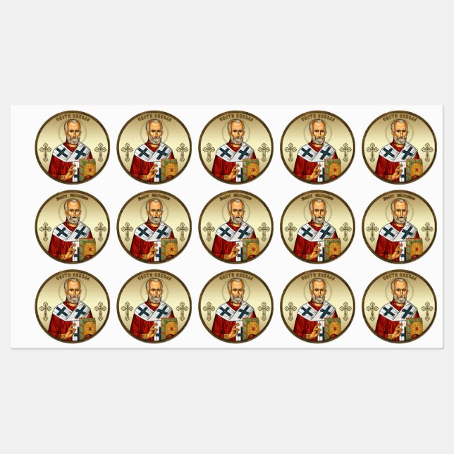Étiquettes Icône orthodoxe de Saint Nicolas (Feuille)