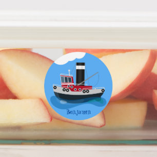 Étiquettes Illustration d'un bateau à chalutier mignon