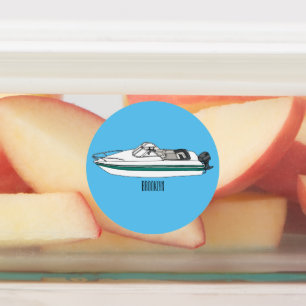 Étiquettes Illustration d'un bateau à moteur