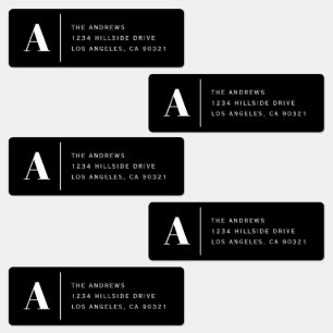 Étiquettes Imperméables avec Monogramme Moderne &