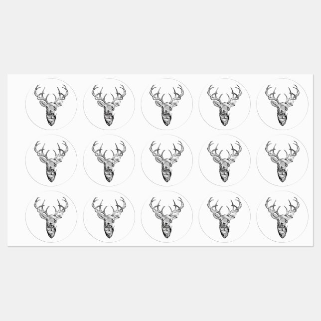Étiquettes Impression de style 1n de Cerf blanc en argent (Feuille)