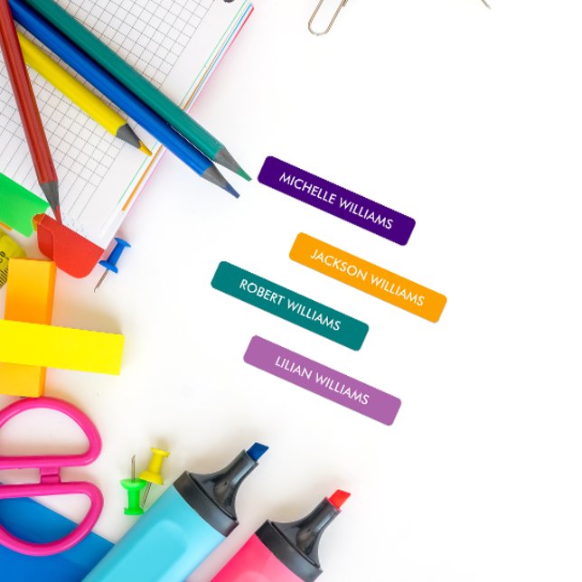 ÉTIQUETTES INDIGO ORANGE DE PLANCHE MODERNE MAUVE NOM TURQUOI (Vibrant LABELS for Curious Minds. Explore our School Supply Essentials)