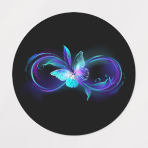 Étiquettes Infinité brillante avec papillon magique