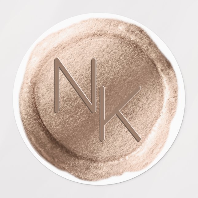 Étiquettes Initiales de sceau de cire d'or rose Monogramme Ma (Design 1)