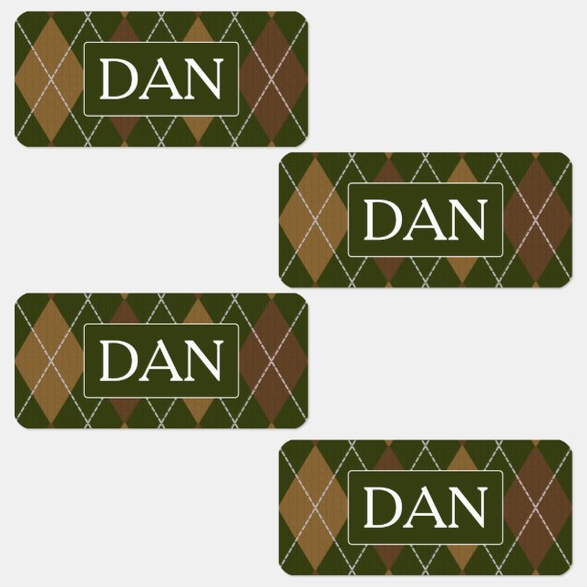 Étiquettes Jacquard Knit Camo Vert / Brown - Initiales ou nom (Groupe)