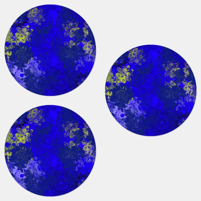 Étiquettes Japanese floral blue patterns (Groupe)