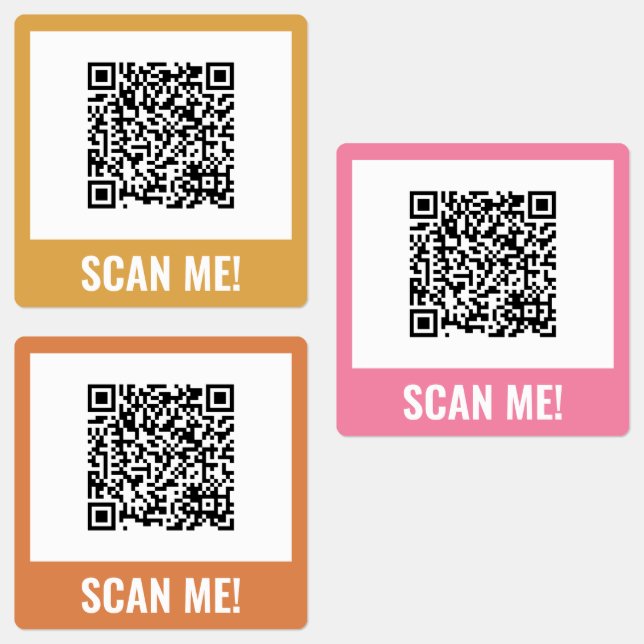 Étiquettes Jaune Rose Orange Scan Me! Code QR (Groupe)