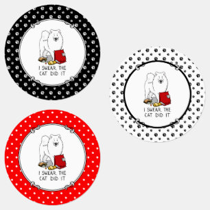 Étiquettes Je jure que le chat l'a fait Samoyed Chien Messy D