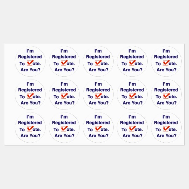 Étiquettes Je suis inscrit pour voter (Feuille)