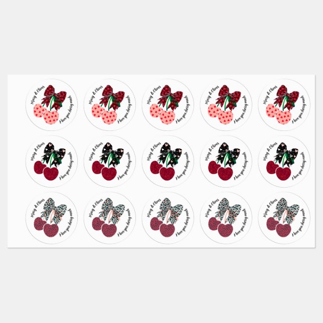 Étiquettes Je t'aime Cherry beaucoup Saint Valentin bonbons c (Feuille)