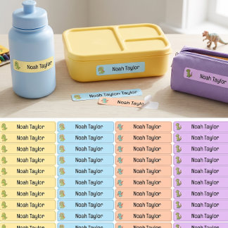 Étiquettes Joli dinosaure pastel nom personnalisé pour enfant