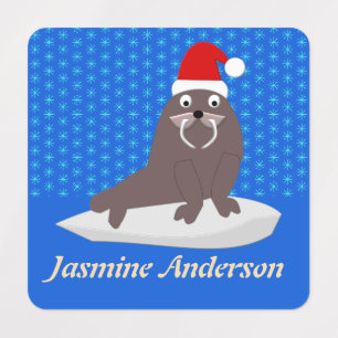 Étiquettes Joli Noël Walrus et Snowflakes Custom