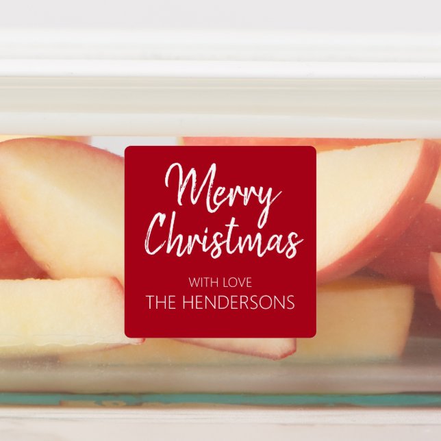 Étiquettes Joyeux Noël Script Monogramme Alimentation étanche (Apposé)