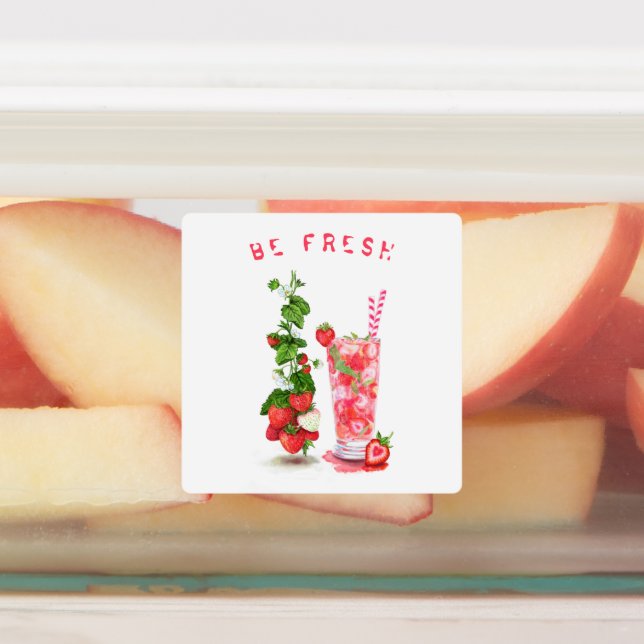 Étiquettes Jus de fraise frais Boisson Cool - Fruits d'été (Apposé)