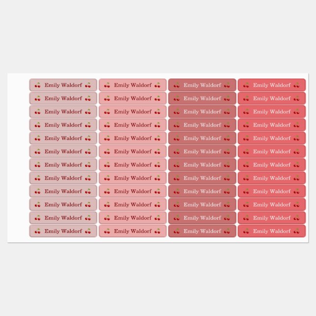 Étiquettes Kids' Name Clothing School Labels with Cherry (Feuille)
