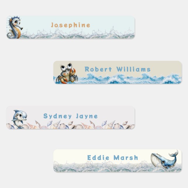 Étiquettes Kids Sea Life Custom Clothing Labels (Groupe)