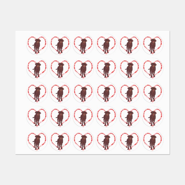 ÉTIQUETTES LABRADOR RETRIEVER HEART (Feuille)