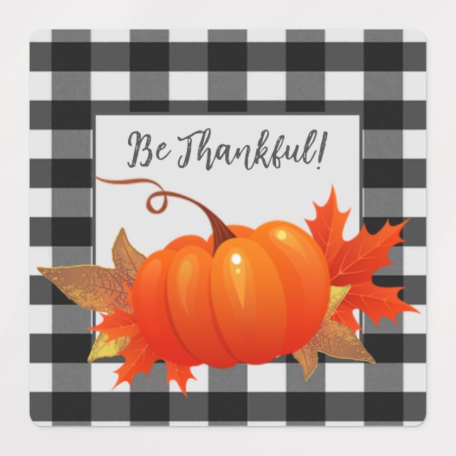 Étiquettes Le Citrouille de Thanksgiving Buffalo a posé des É (Design 1)