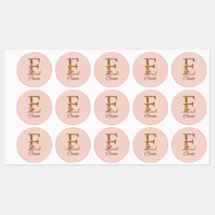 Étiquettes Lettre de nom personnalisée E Roses roses blush fe