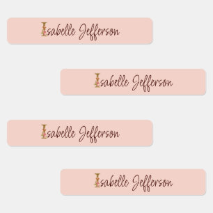 Étiquettes Lettre de nom personnalisée I Roses rose blush feu