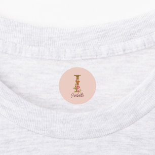 Étiquettes Lettre de nom personnalisée I Roses rose blush feu