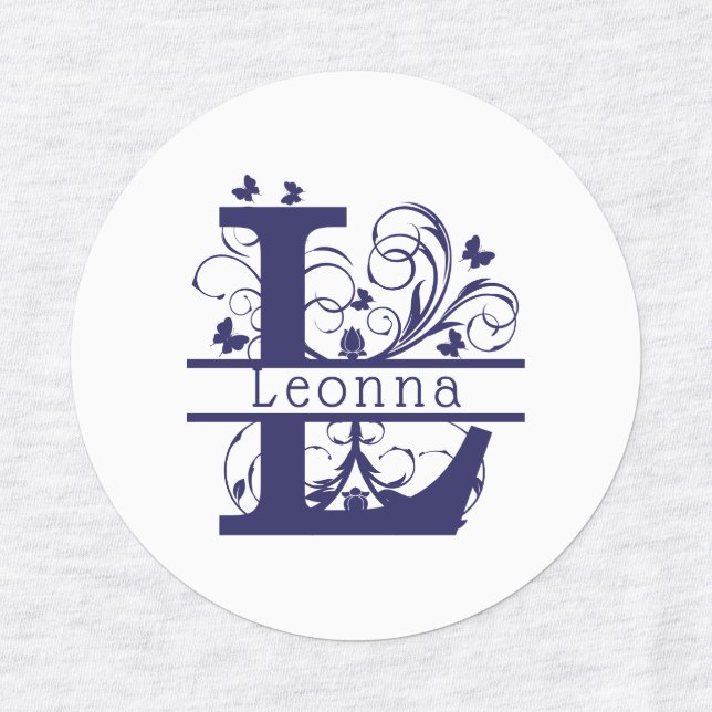 Étiquettes Lettre fractionnée Fancy 'L' Monogramme personnali (Design 1)