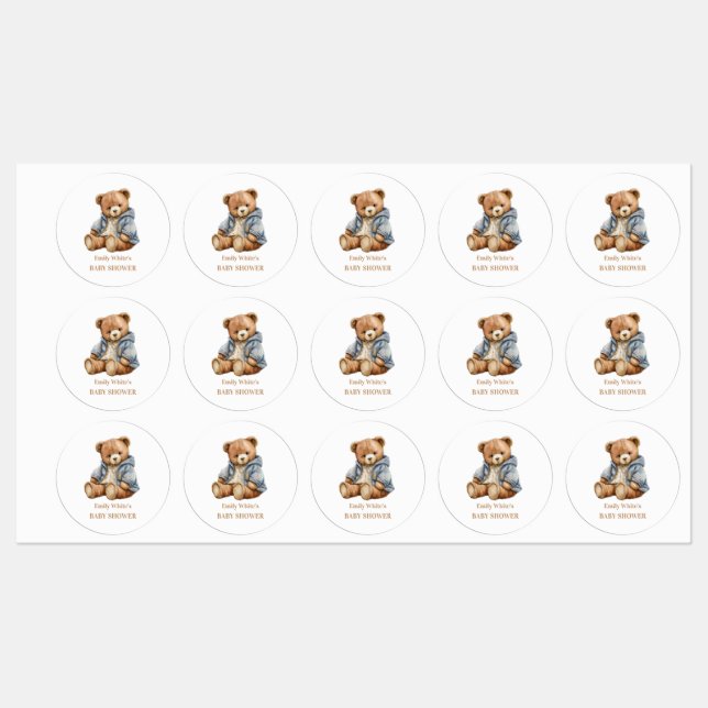 Étiquettes L'Invitation Baby shower De L'Ours En Teddy Peut A (Feuille)