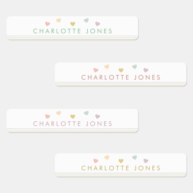 Étiquettes Little Rainbow Hearts Simple Waterproof Nom pour e (Groupe)