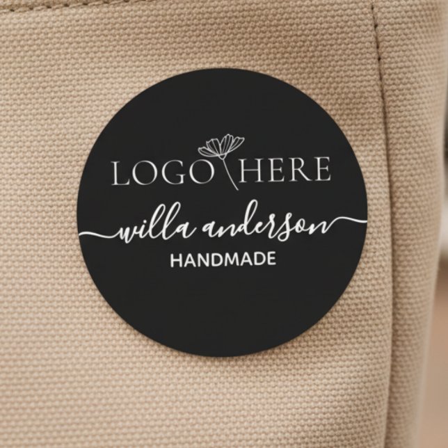 Étiquettes Logo personnalisé et vêtements en tissu noir rond (Créateur téléchargé)
