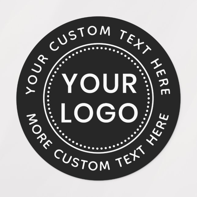 Étiquettes Logo personnalisé et vêtements en tissu noir rond (Design 1)
