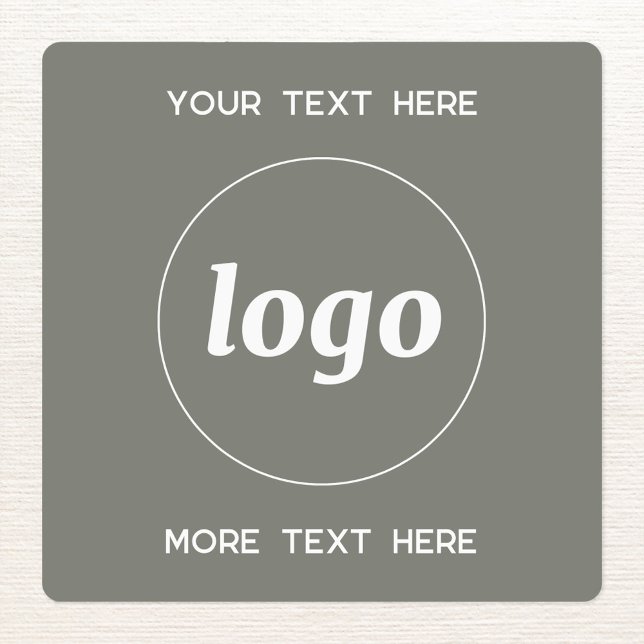 Étiquettes Logo Simple Avec Texte Professionnel Sage Vert (Simple logo with custom text business branding promotional sticker labels in sage green)