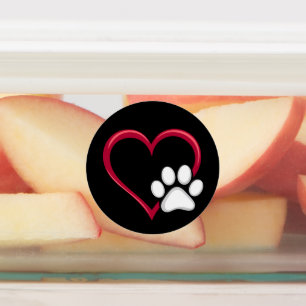 Étiquettes Love Heart Chien Paw Valentine's Day Amoureux des 