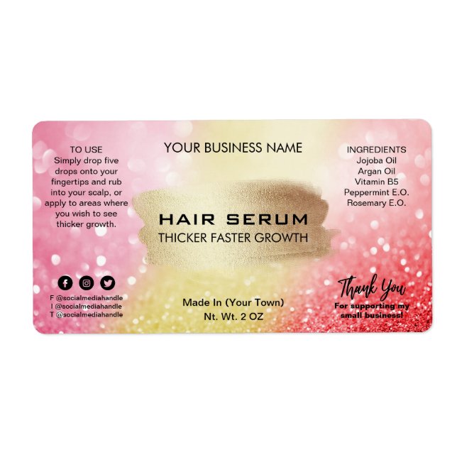 Étiquettes Lux Shimmer Rose Gold Red Hair (Devant)