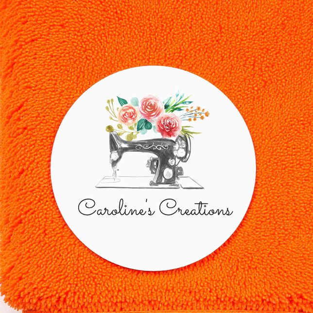 Étiquettes Machine à coudre Noir Blanc Seamstress Tailor (Créateur téléchargé)