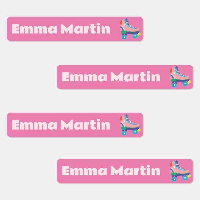 Étiquettes maigres pour stylos - Roller Disco rose (Groupe)